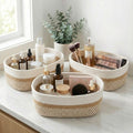Beautiful Storage Basket Set of 3 - Sturdy Jute Rope Baskets for Shelves