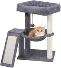 YOUPET Cat Tree with Cat Scratching Post for Indoor Cats, Cat Tower with Scratching Board and Playful Toy Balls, Cat Tree Tower with Cozy Hammock,Grey