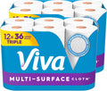 Viva Multi-Surface Cloth Paper Towels, 12 Triple Rolls, 165 Sheets per Roll