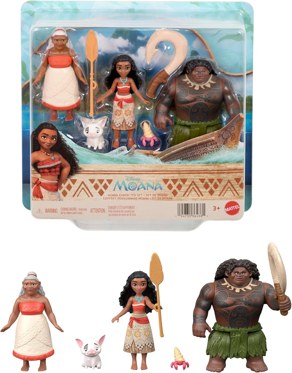 Mattel Disney Moana Set of 3 Small Dolls & Accessories