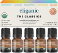 Cliganic Organic Essential Oils Set (Top 5 - The Classics) - 100% Pure Natural - Aromatherapy, Candle Making - Peppermint, Lavender, Eucalyptus, Lemongrass & Orange
