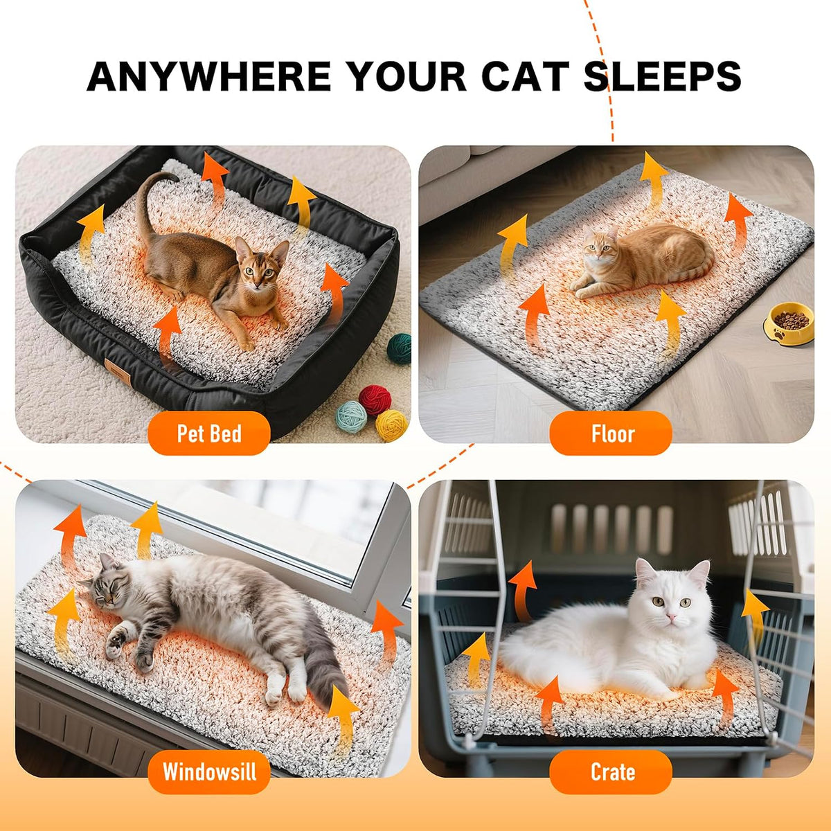 Self Warming Cat Bed, 2.0 Upgraded Thermal Mat for Indoor Cats, 15 x 19 In