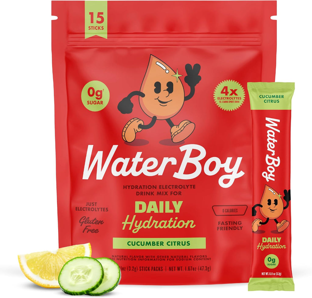 WaterBoy Daily Hydration, Strawberry Lemonade, Sugar Free Electrolytes 15ct