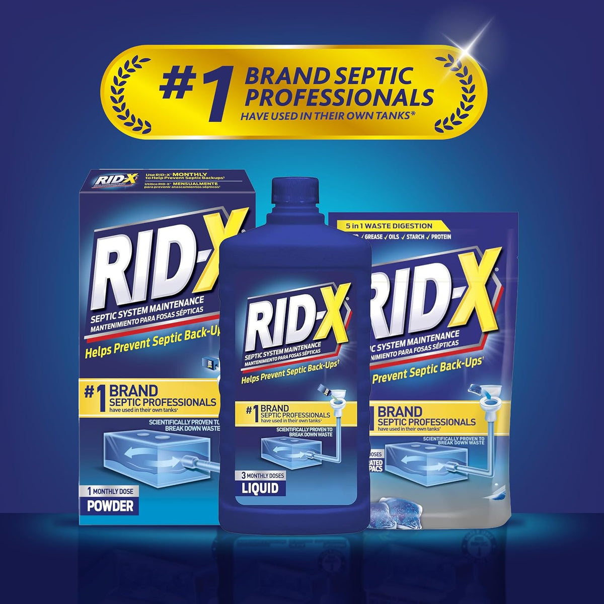 Rid-X Septic Tank Treatment Powder, Septic Treatment, 3 Month Supply
