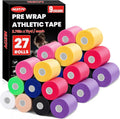 9 Pack Black Pre Wrap Tape, 2.76 Inch x 11 Yards Prewrap Athletic Tape