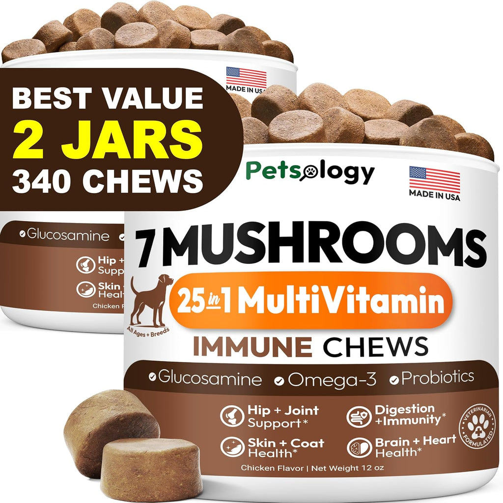Turkey Tail Mushroom for Dogs - 170 Chews - Lion's Mane, Shiitake & Reishi