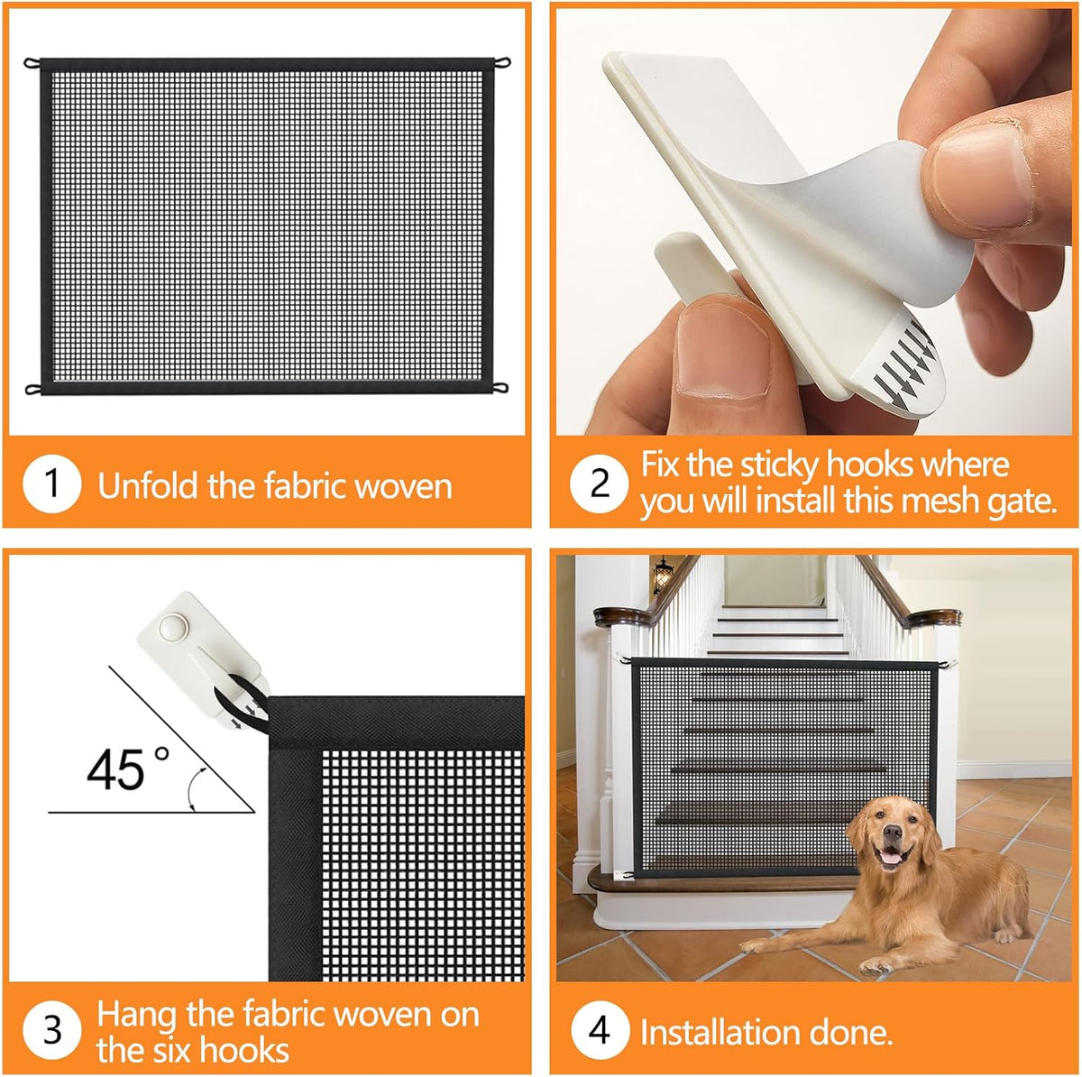 Cupount Dog Screen Mesh Gate for House, Stairs and Doorways, 29 x 38 in