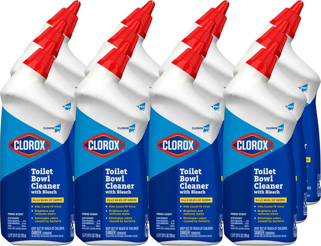 CloroxPro Toilet Bowl Cleaner with Bleach, Fresh Scent, 24 fl. oz., 12 Pack