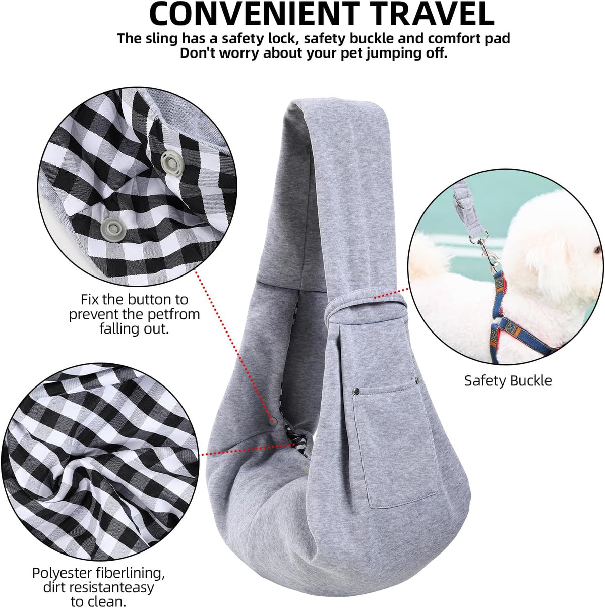 Dog and Cats Carrier Sling, Puppy Small Pet Carrier with Storage Pocket