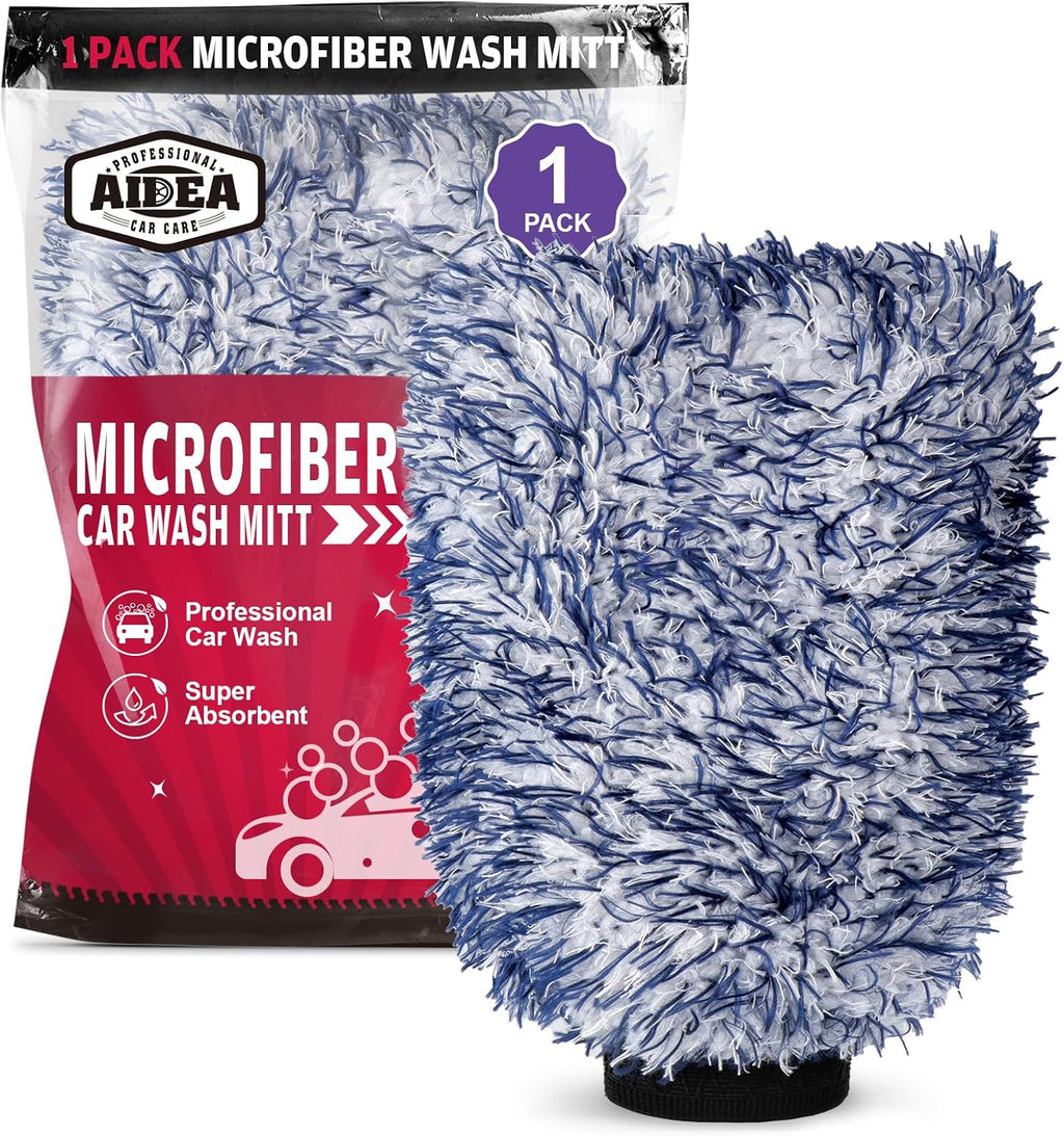AIDEA Car Wash Mitt Microfiber-2PK, Car Wash Brush, Green, 7.12''X10.14''