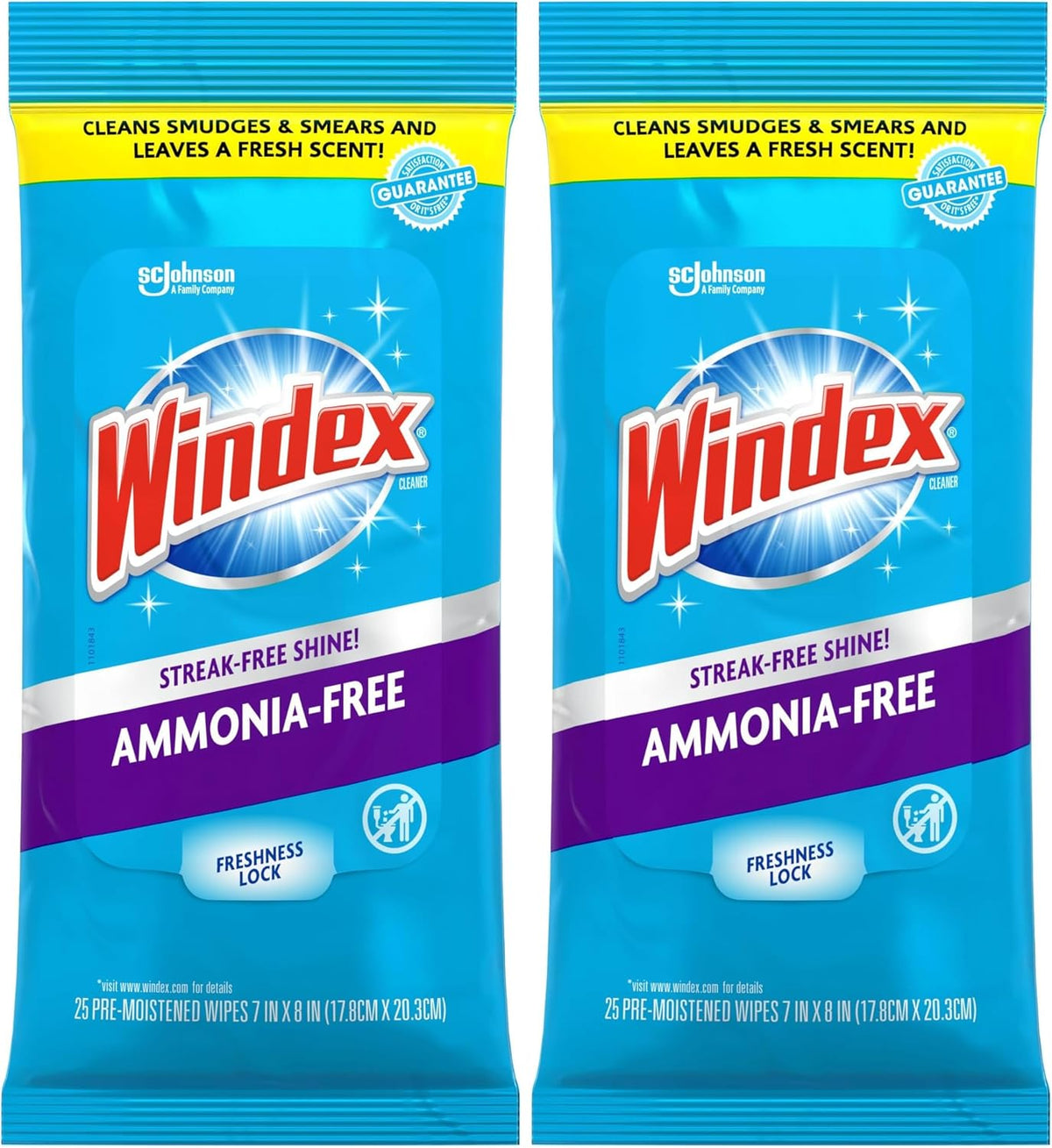 Windex Ammonia Free Glass and Window Cleaning Wipes, 25 Count