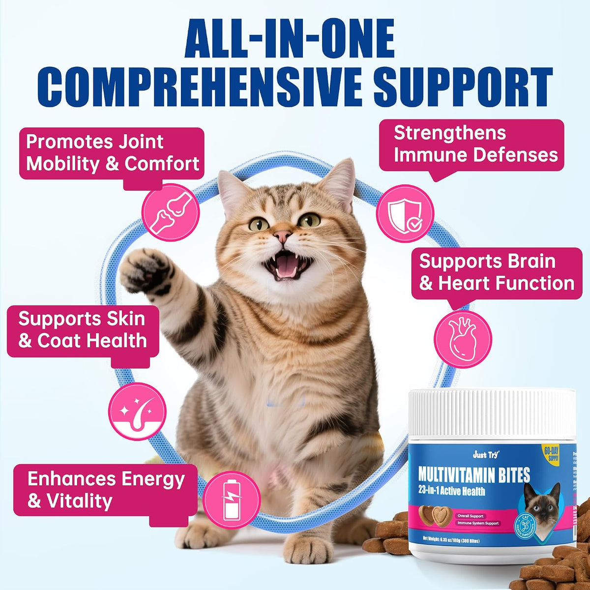 Just Try 23 in 1 Taurine for Cats Treats Multivitamin Indoor & Senior Cat