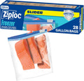 Ziploc Gallon Freezer Slider Bags, Food Storage, 28 Count