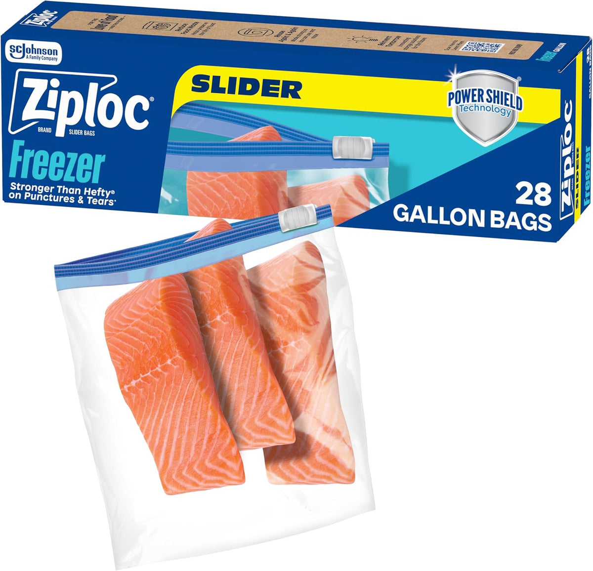 Ziploc Gallon Freezer Slider Bags, Food Storage, 28 Count