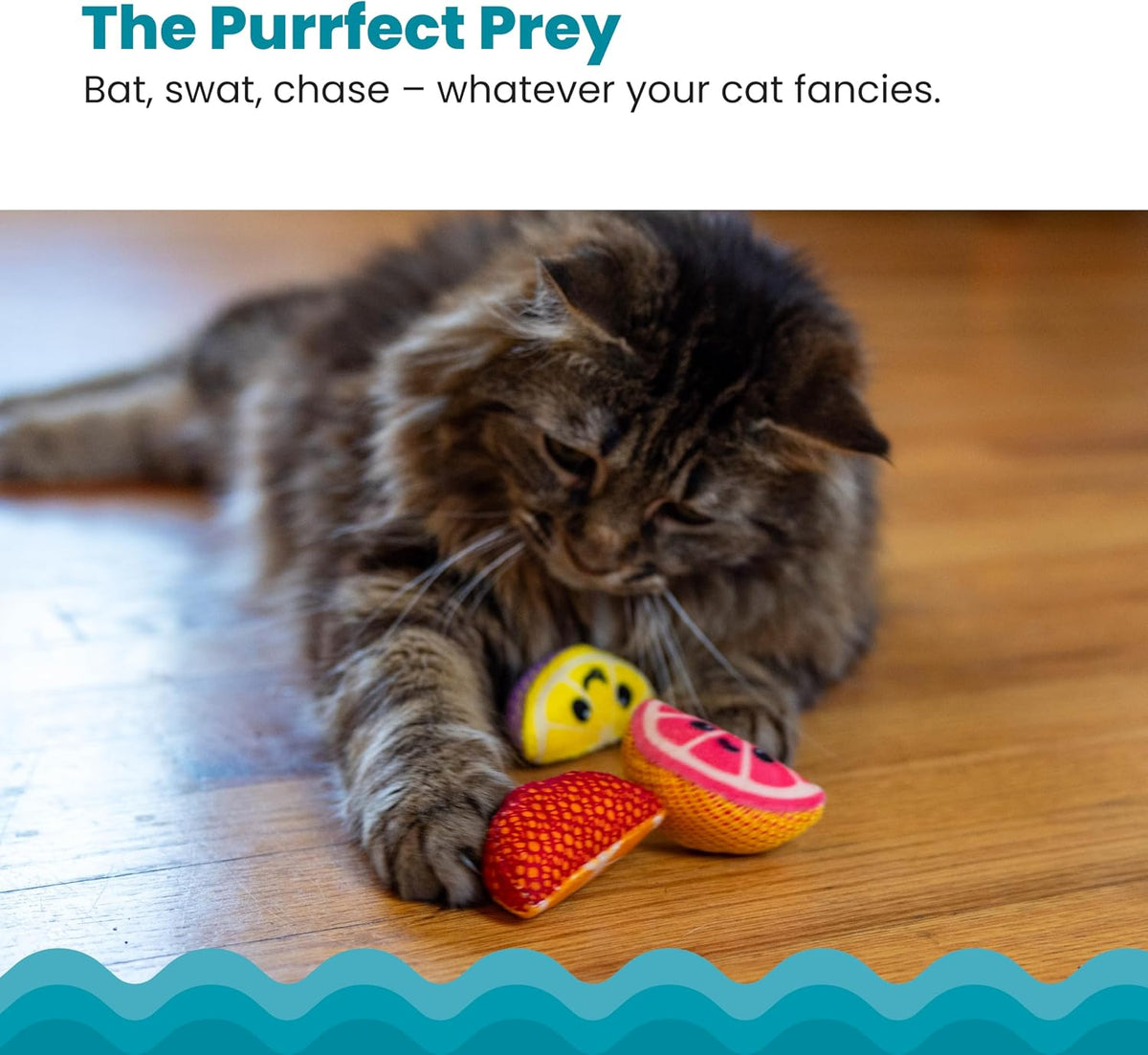Catstages Dental Fruit Wedges Chew Cat Toys with Catnip, 5.3", 4-Pack