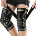 Copper Knee Support Braces with Straps for Men & Women (2 Pack, Medium)