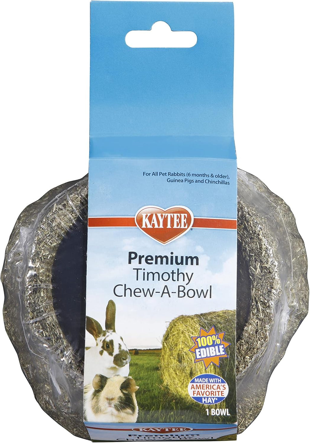 Kaytee Premium Timothy Hay Chew-A-Bowl for Rabbits, Guinea Pigs