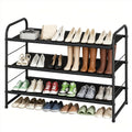 Ekisemio 3-Tier Stackable Shoe Rack – Expandable & Adjustable Fabric Shoe Organizer, Space-Saving for Closet, Black