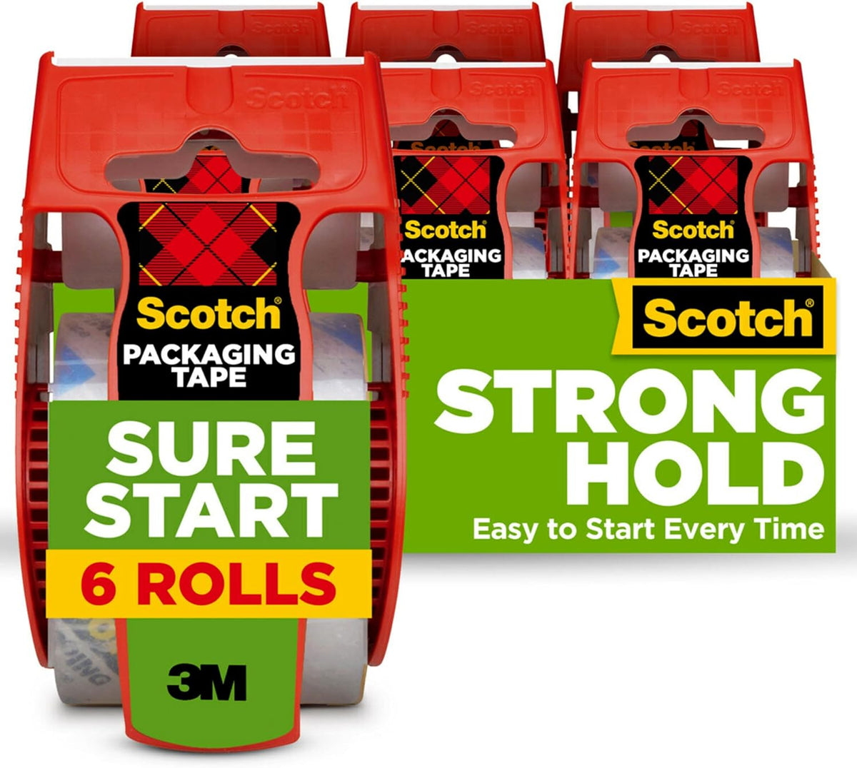 Scotch Sure Start Packing Tape, Clear, 1.88 in. x 22.2 yd.