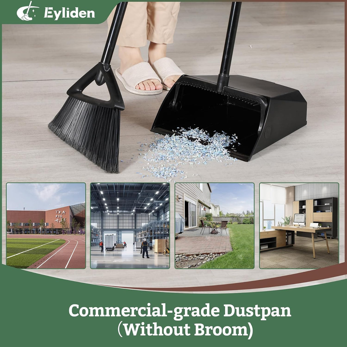 Eyliden Large Commercial Dustpan with Comb Teeth, Upright