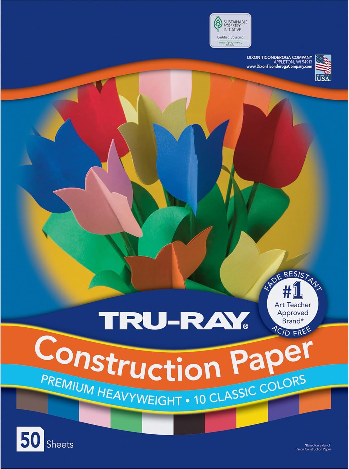 Tru-Ray Construction Paper, 10 Vibrant Colors, 9" x 12", 50 Sheets