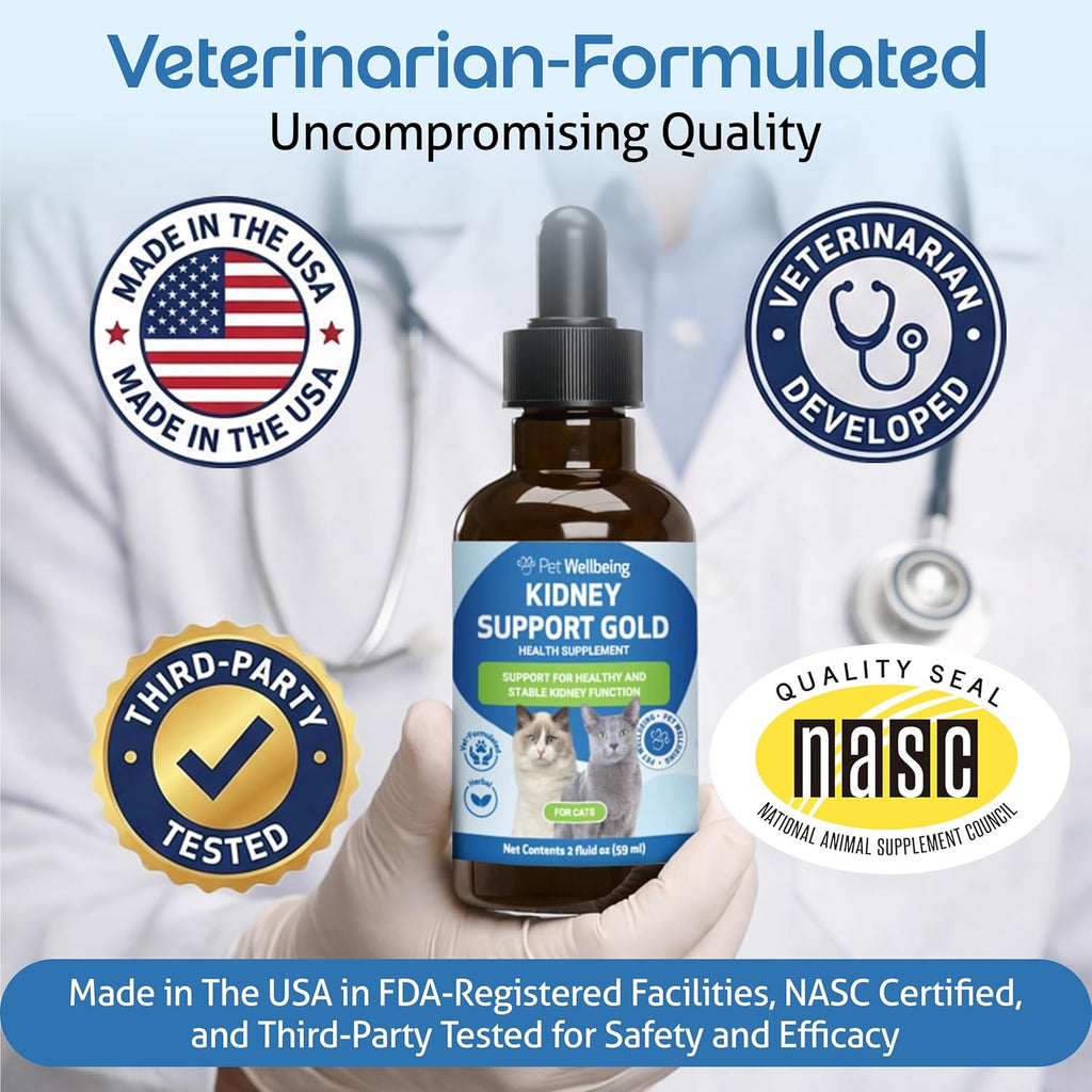 Pet Wellbeing Kidney Support Gold for Cats - Kidney Care & Hydration, 2 oz
