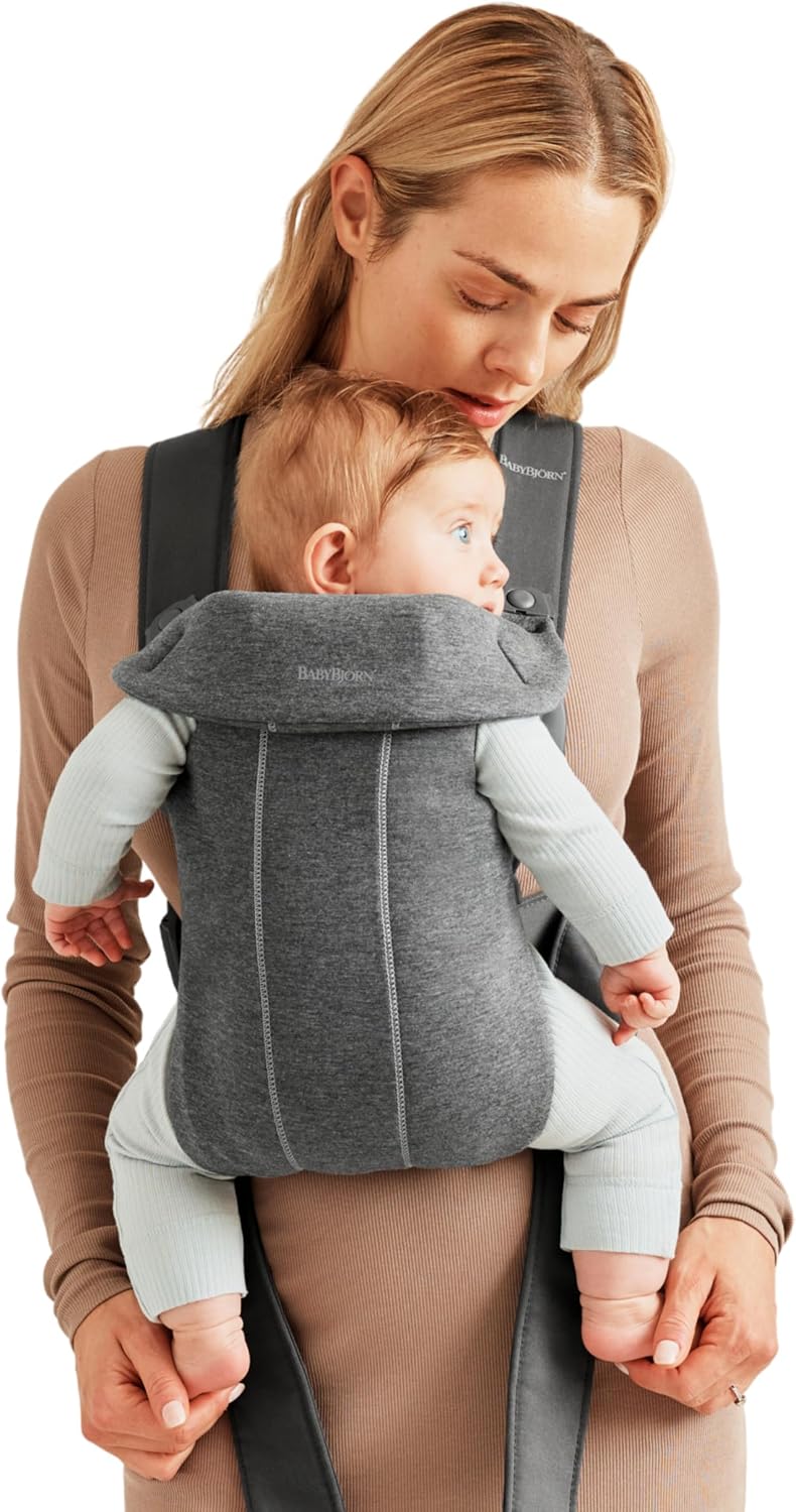 BabyBjörn Baby Carrier Mini, Light Beige, 3D Jersey | Infant Carrier (7-24 lbs), Ergonomic, Easy-to-Use