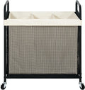STO STO Laundry Hamper 2 Section, 100L Rolling Laundry Sorter Cart with Removable and Washable Liner Bag, Clothes Hamper with Wheels and Metal Handle for Laundry Room and Bedroom
