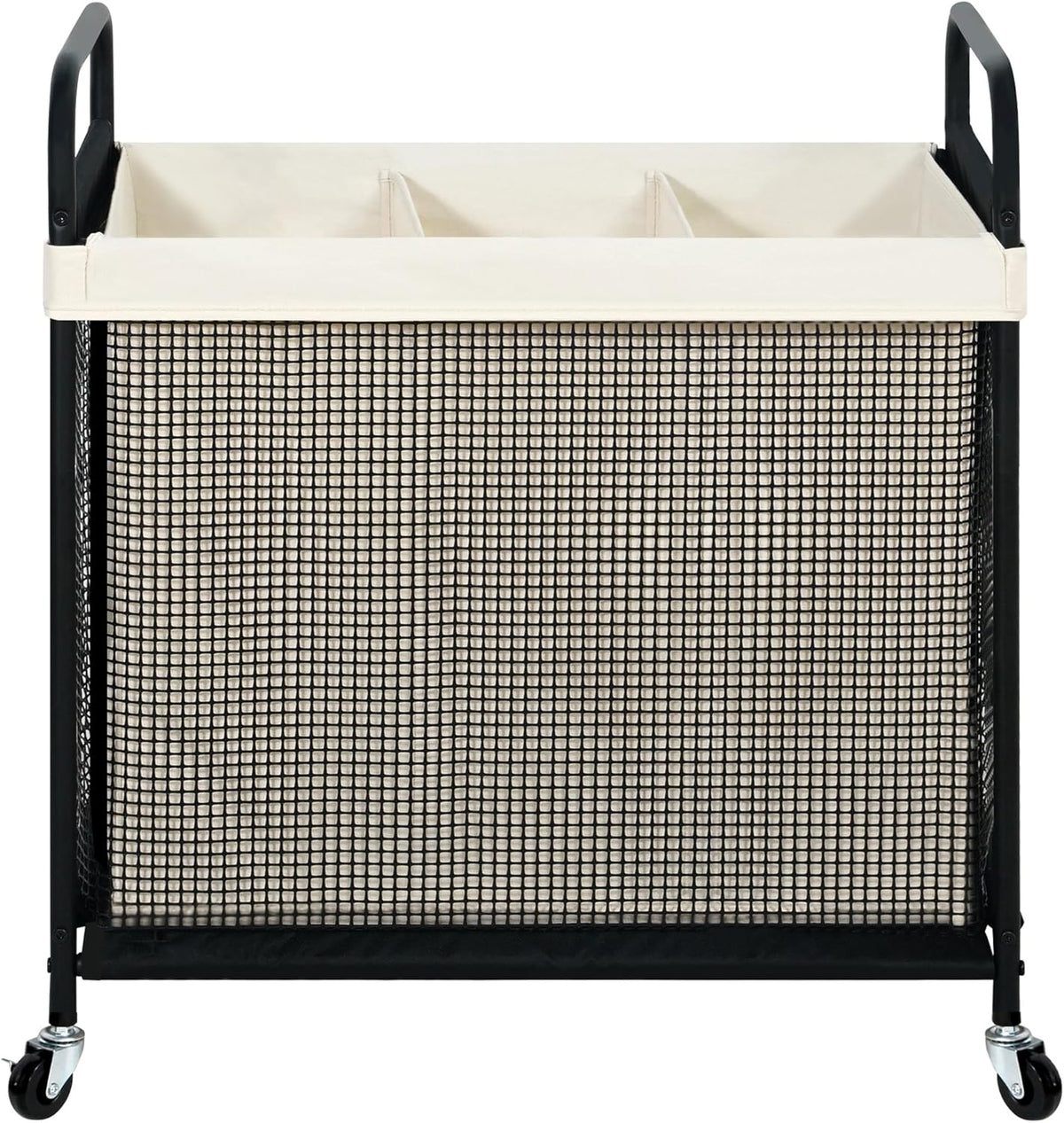 STO STO Laundry Hamper 2 Section, 100L Rolling Laundry Sorter Cart with Removable and Washable Liner Bag, Clothes Hamper with Wheels and Metal Handle for Laundry Room and Bedroom