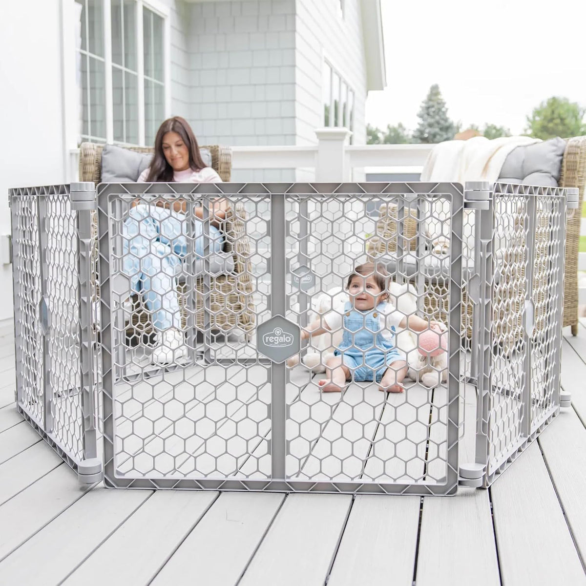 Regalo Safety 192" Plastic 2-in-1 Super Wide Baby Gate & Play Yard