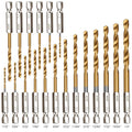 19 Pcs HSS Titanium Twist Drill Bit Set - 1/16"-1/4" Hex Shank Quick Change