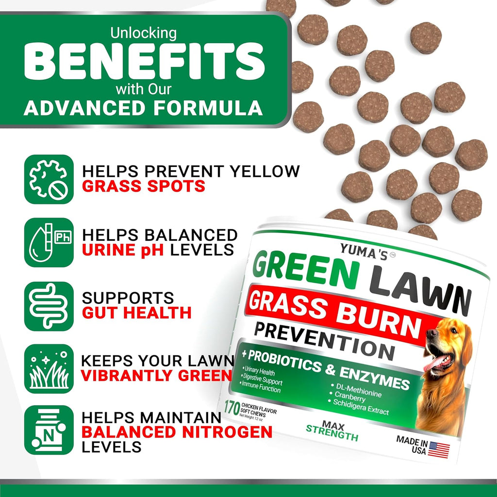 Dog Urine Neutralizer for Lawn - 170 Chews - Grass Green Saver Supplement