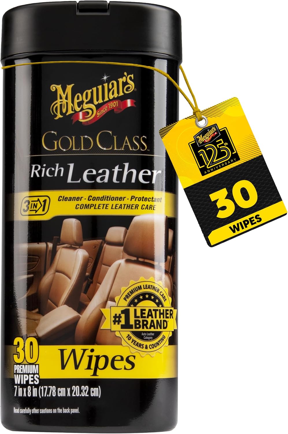 Meguiar's Gold Class Rich Leather Wipes, 30 Wipes