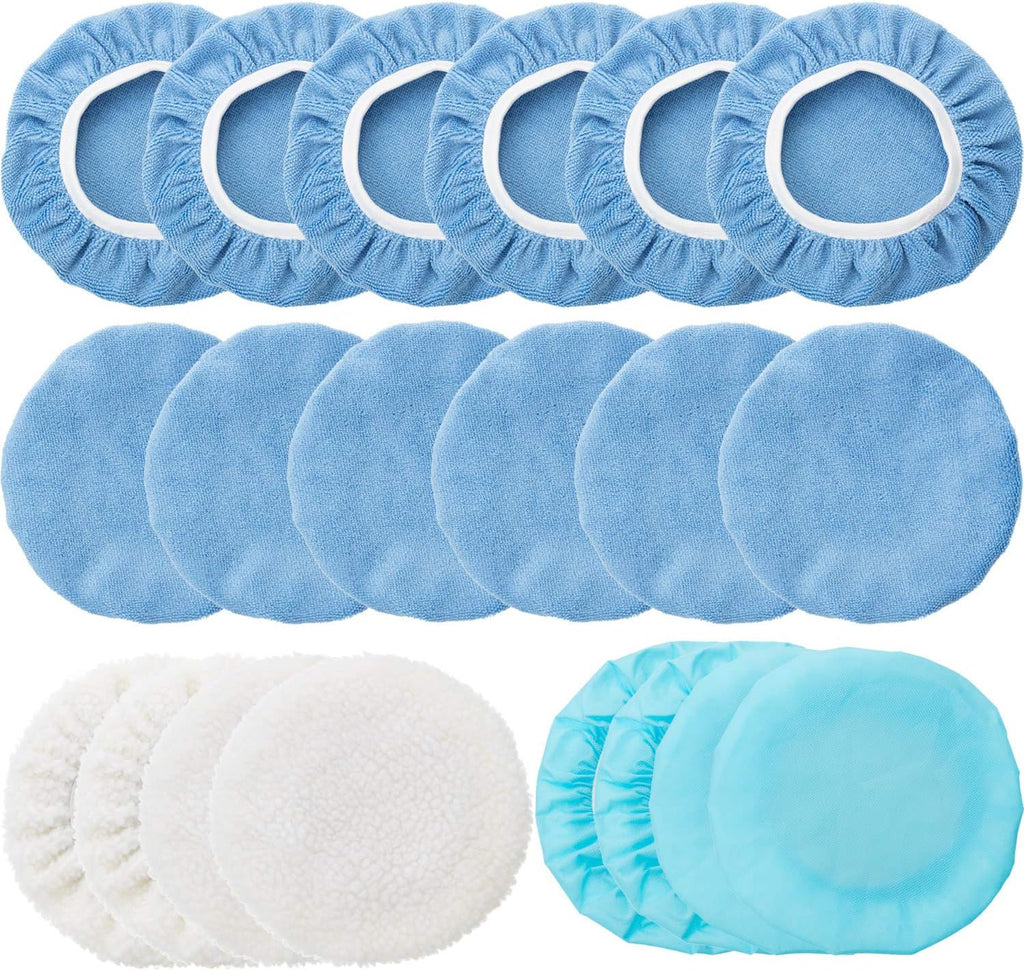 20 Pcs 9-10 Inch Microfiber Car Buffer Pads Polisher Bonnet Buffing Cover