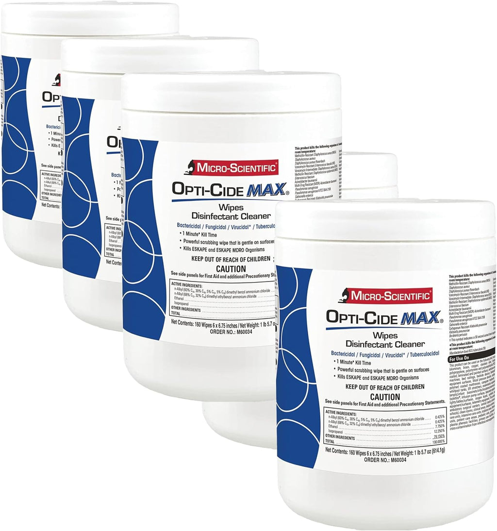 Micro-Scientific Opti-Cide Max Disinfecting Wipes (2 Pack) - 320 Wipes - Hospital Grade EPA Registered Disinfectant Cleaner