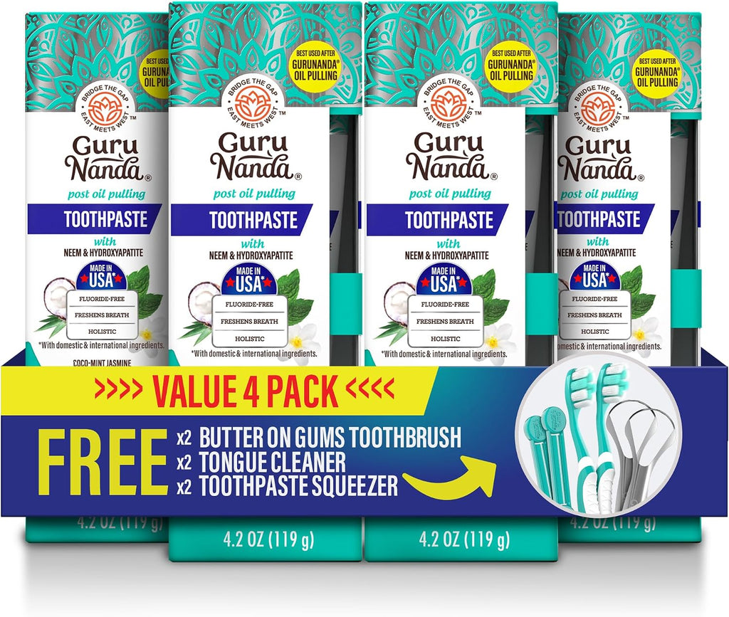 GuruNanda Hydroxyapatite Toothpaste with Neem, SLS & Fluoride Free, 4.2oz