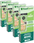 FoodSaver Reusable Quart Vacuum Zipper Bags, 10 Count, BPA-Free, Microwave Safe, Leakproof