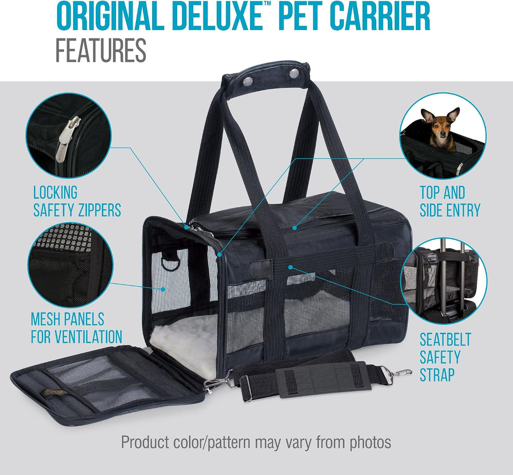 Sherpa Original Deluxe Travel Pet Carrier, Airline Approved - Black, Large