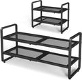 Expandable Metal Shoe Rack for Closet, Entryway & Garage, 2-Tier, Black