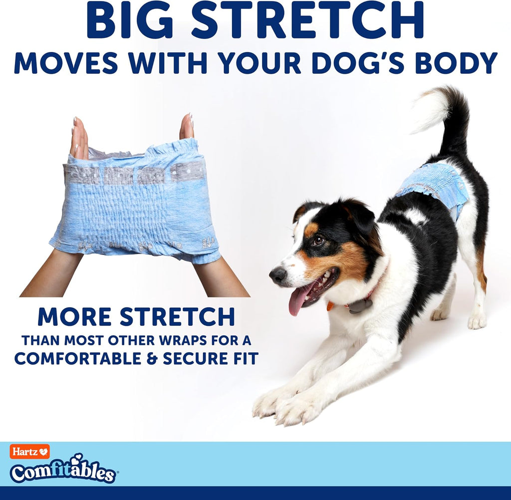 Hartz Comfitables Disposable Male Dog Wraps with Stretchy Waistband, Extra Small 12 Count