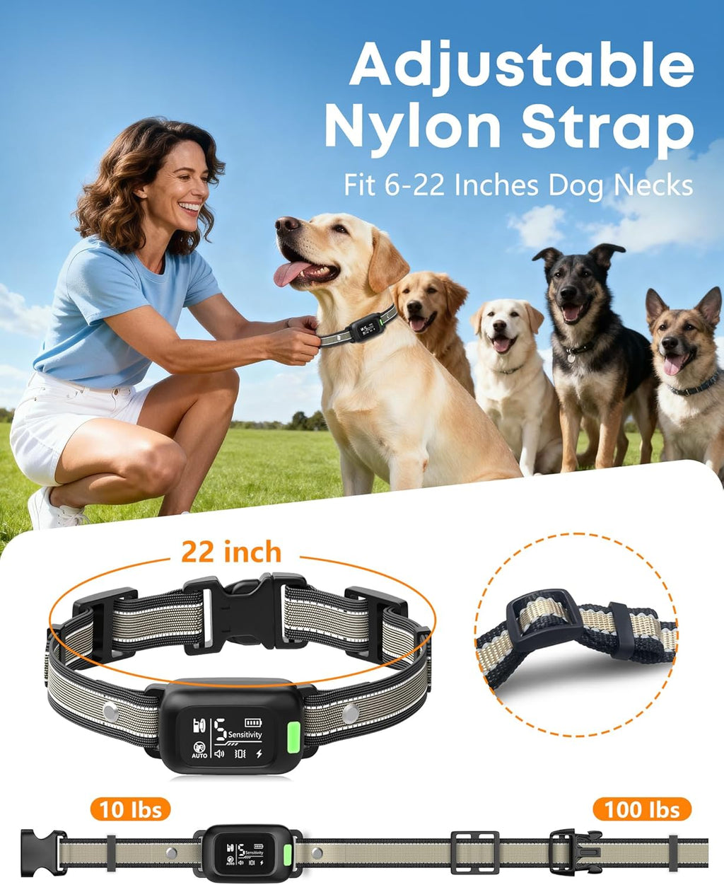 2-in-1 Dog Bark & Shock Collar with Remote, 4500FT Training Range | Combines Bark Control & Training Modes, IPX8 Waterproof, LED Light, Rechargeable, Fits 10-100lbs Small, Medium & Large Dogs