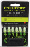 Peltor Sport Tri-Flange Corded Reusable Earplugs, 3-Pairs per Pack
