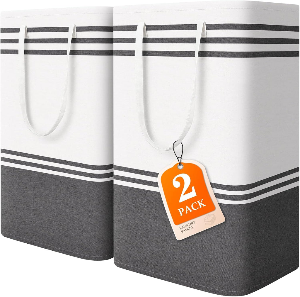 2 Pack Large Laundry Baskets, Laundry Hampers for Dorm, Bathroom, Room 75L