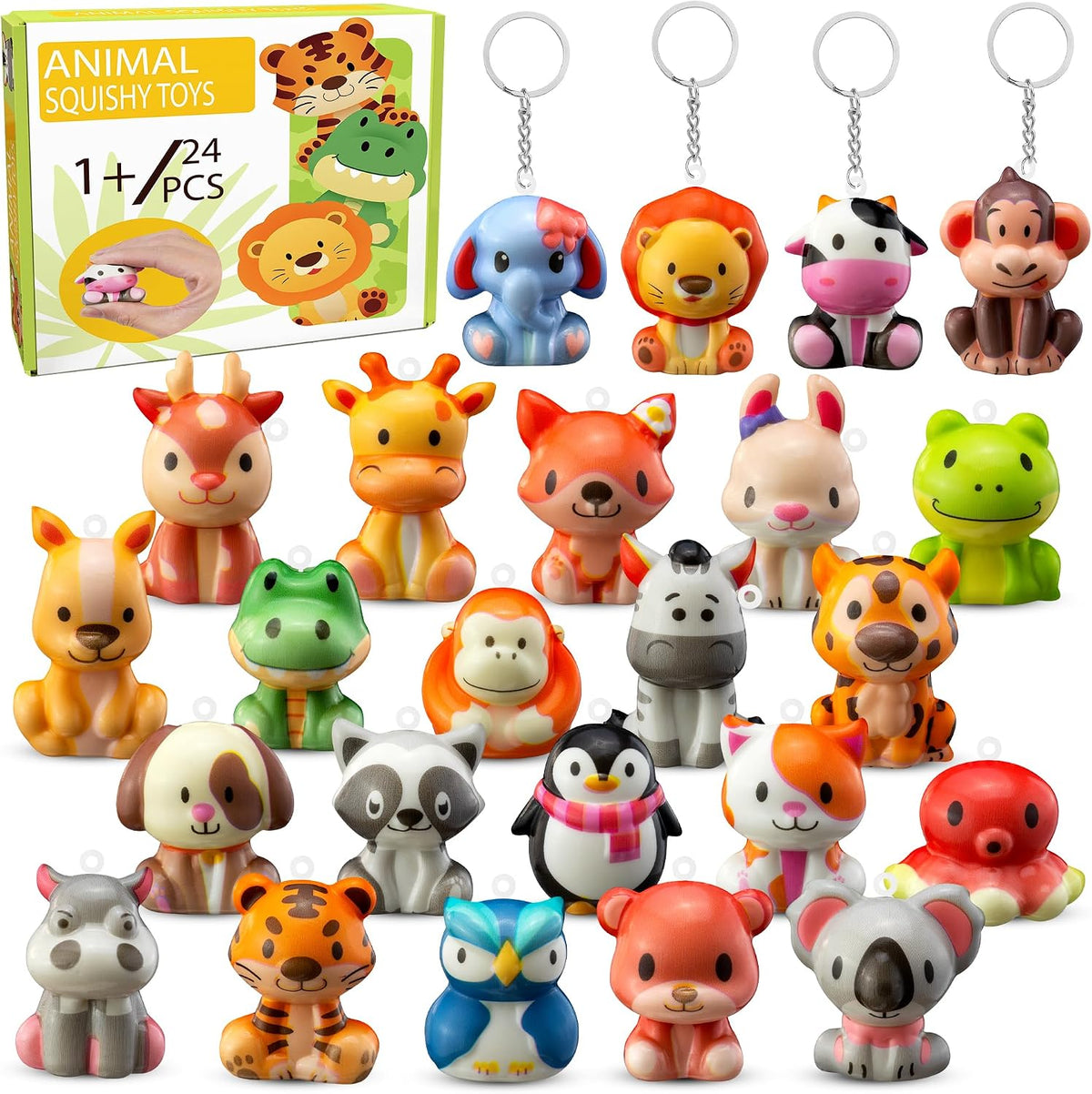 DMIGHT 24PCS Cat Squishy Toys, Cat Party Favors & Classroom Prizes for Kids