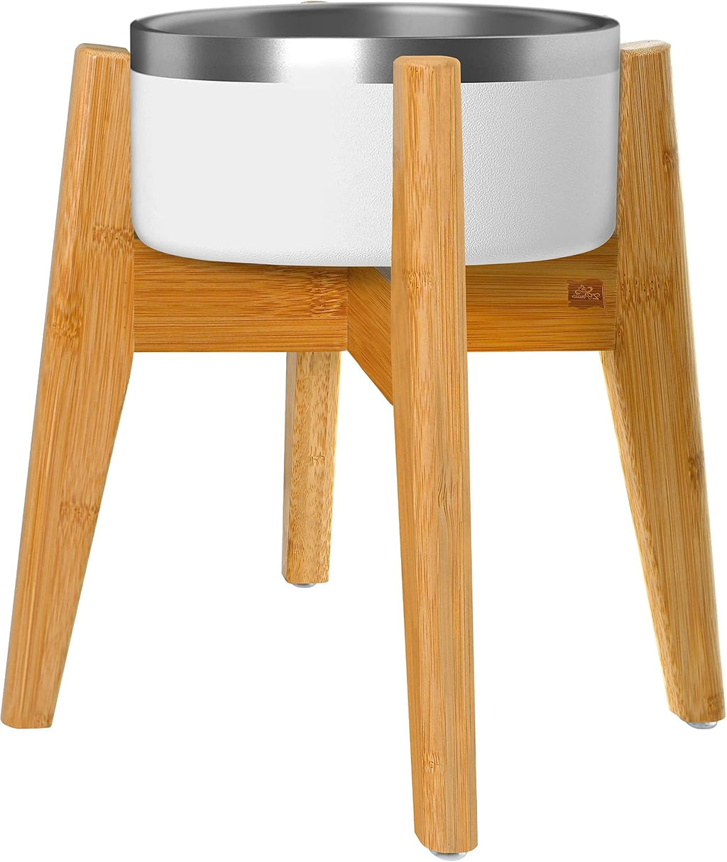 Dog Bowl Stand for Large Dogs - Adjustable, Bamboo