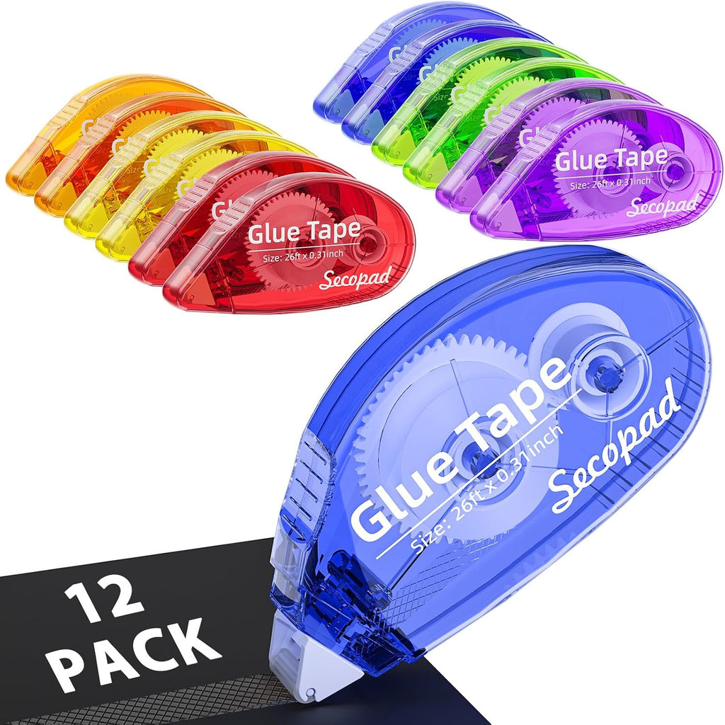 Secopad Scrapbook Tape, 12 Pack Glue Tape, Light-Colored Shell