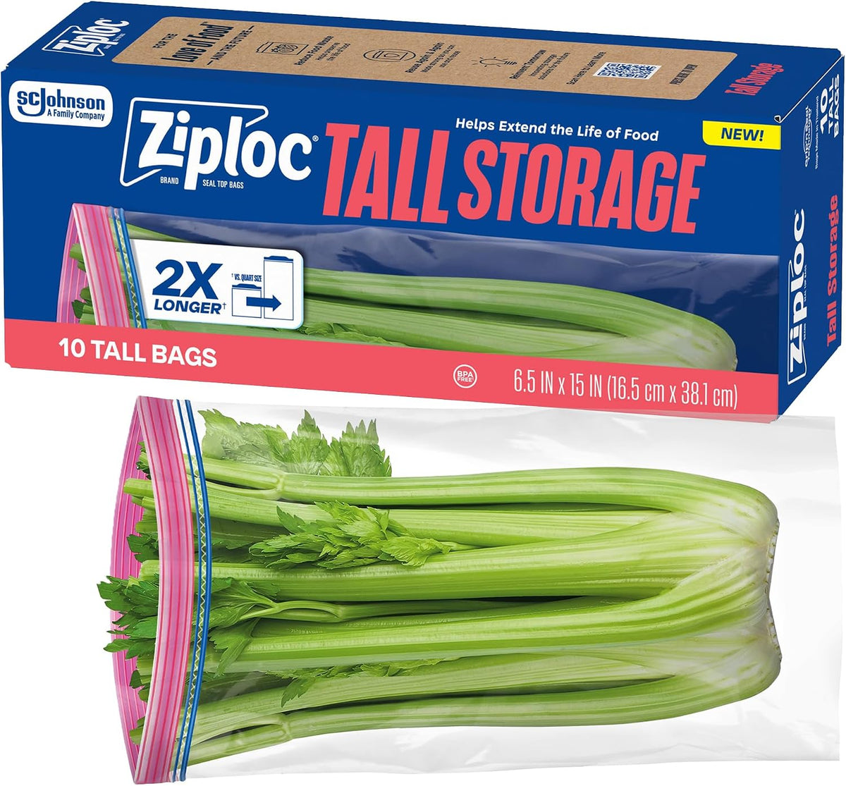 Ziploc Tall Food Storage Bags, 10 Count