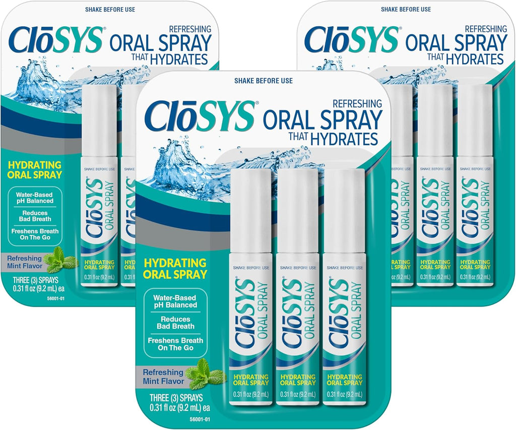 CloSYS Oral Breath Spray, Mint, Sugar Free, Fights Bad Breath .31oz, 3 Pack