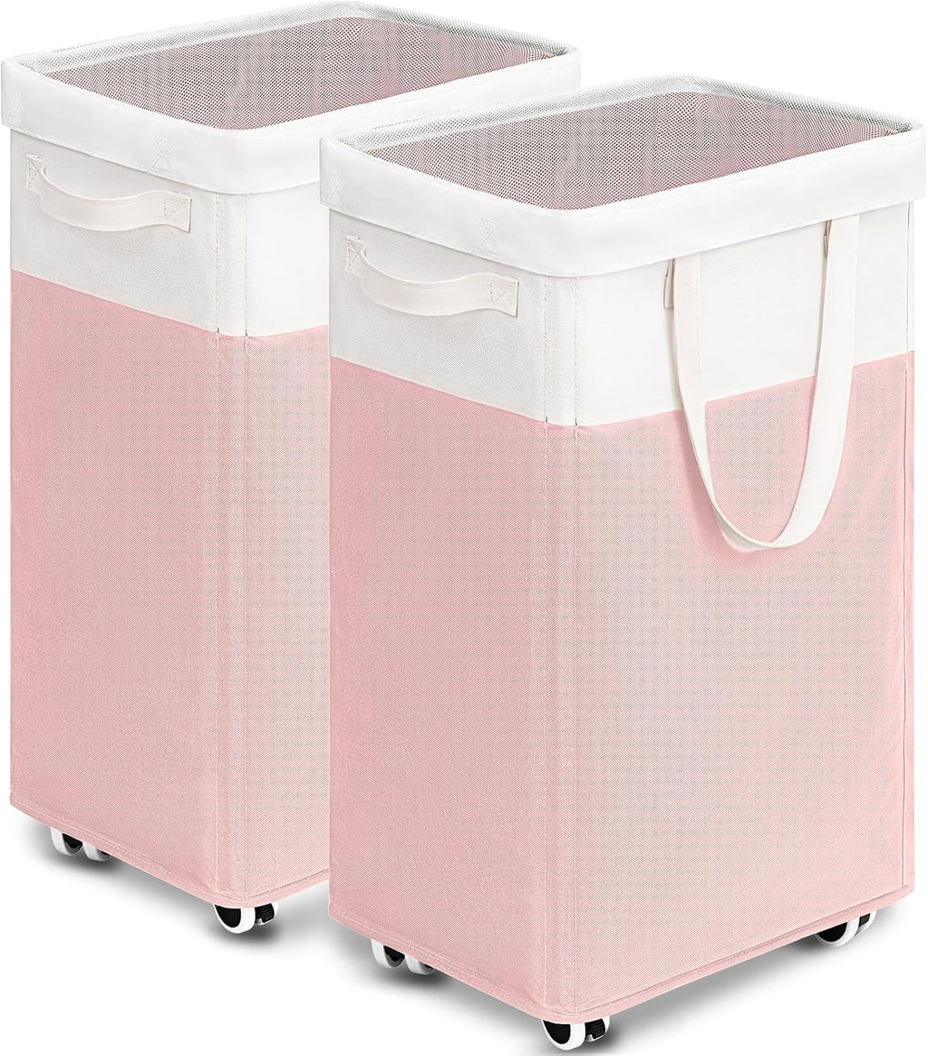 Goodpick 75L Laundry Basket with Wheels & Removable Wash Bag for Dorm