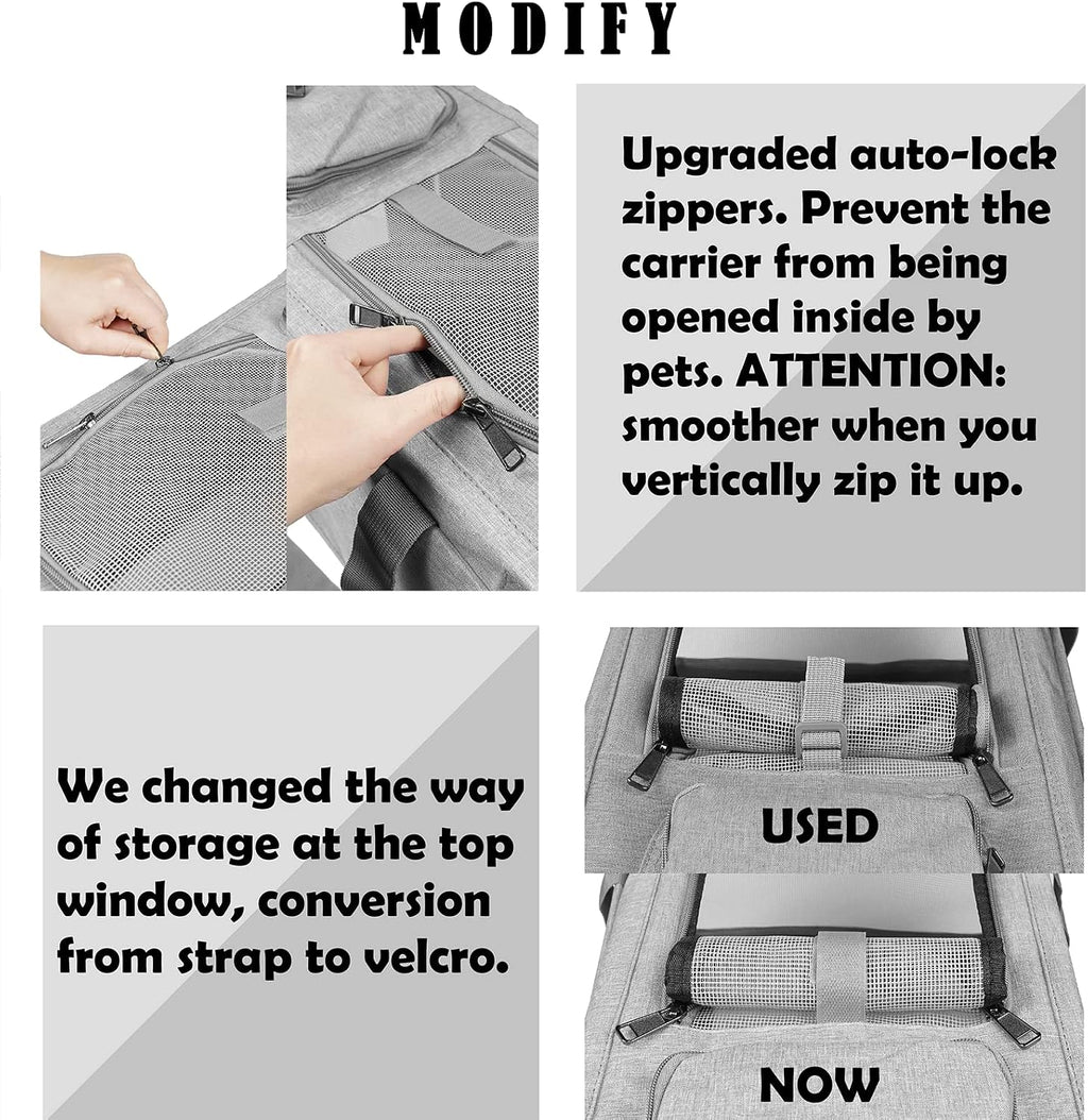 GAPZER Pet Carrier for Large Cats up to 20lbs Soft-Sided Privacy Protection